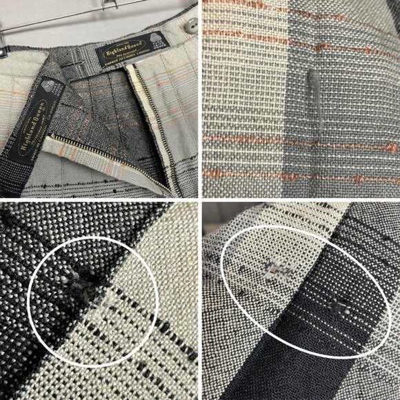 Vintage Pleated Skirt Reversible Wool Gray‎ Black Cream Women 70s 80s Stripes - Picture 11 of 16